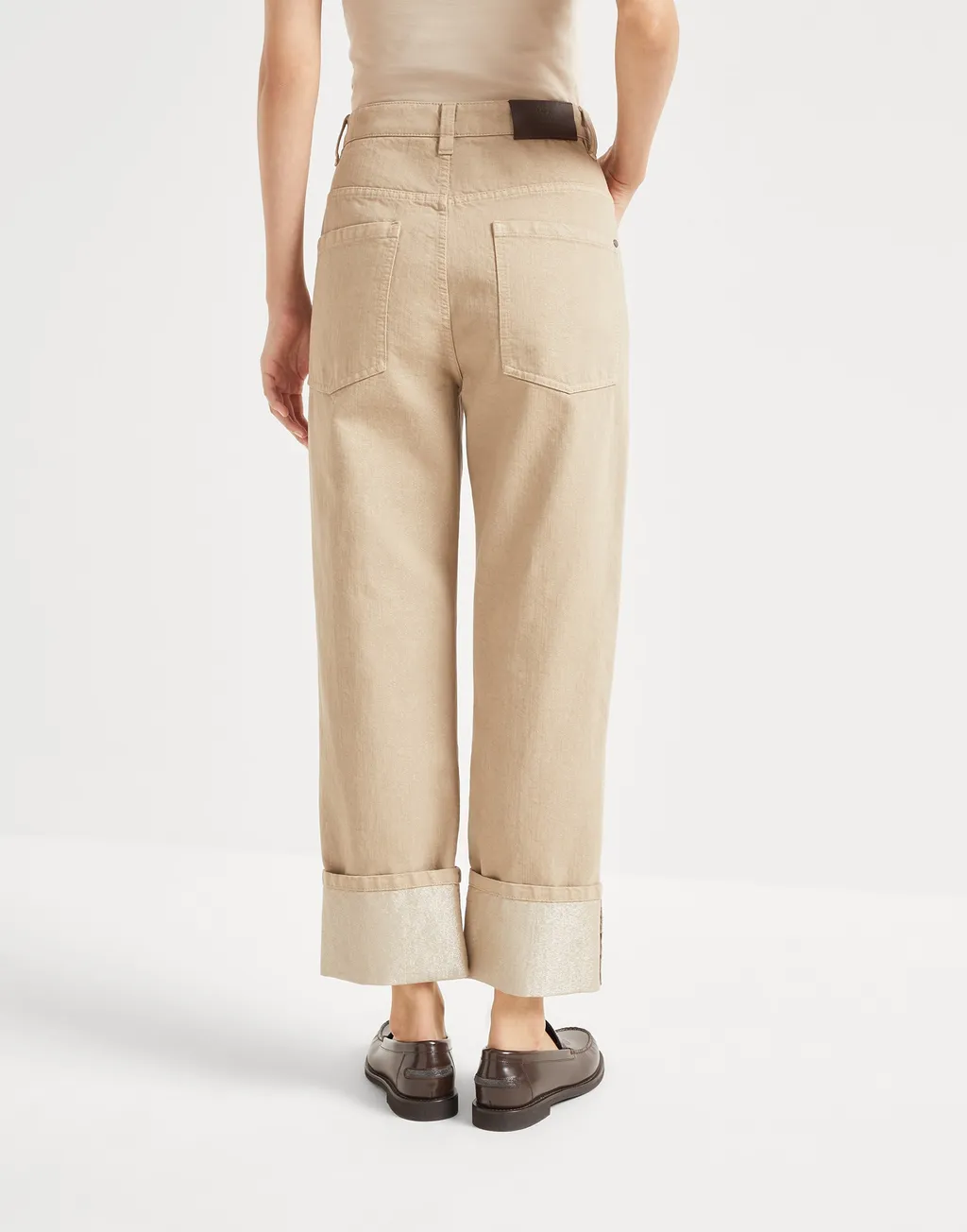 Dyed Sparkling Denim Cropped Trousers