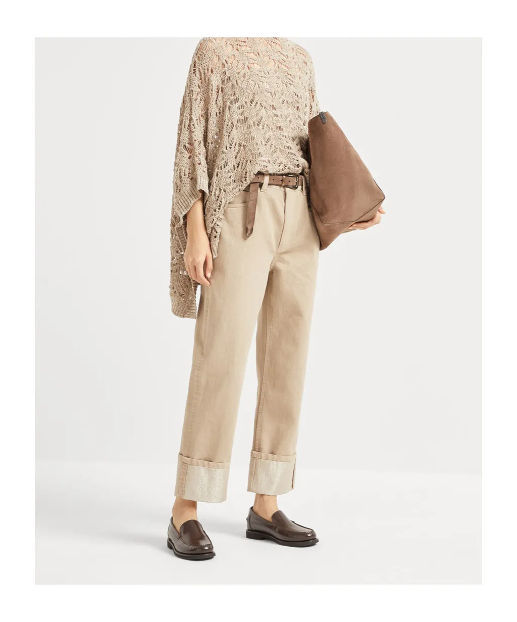 Dyed Sparkling Denim Cropped Trousers