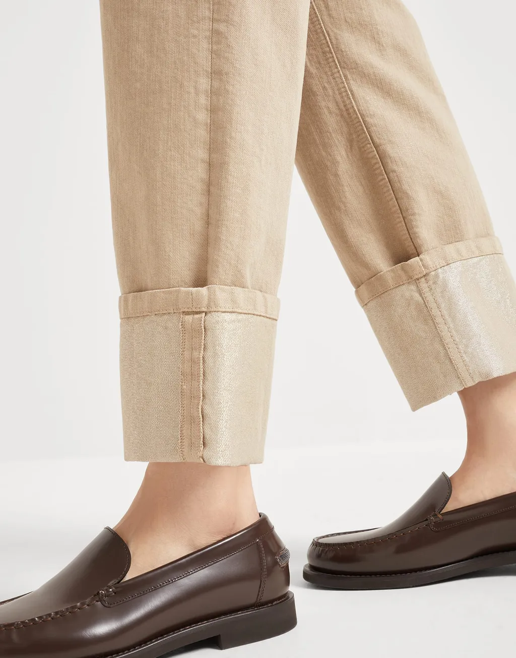 Dyed Sparkling Denim Cropped Trousers