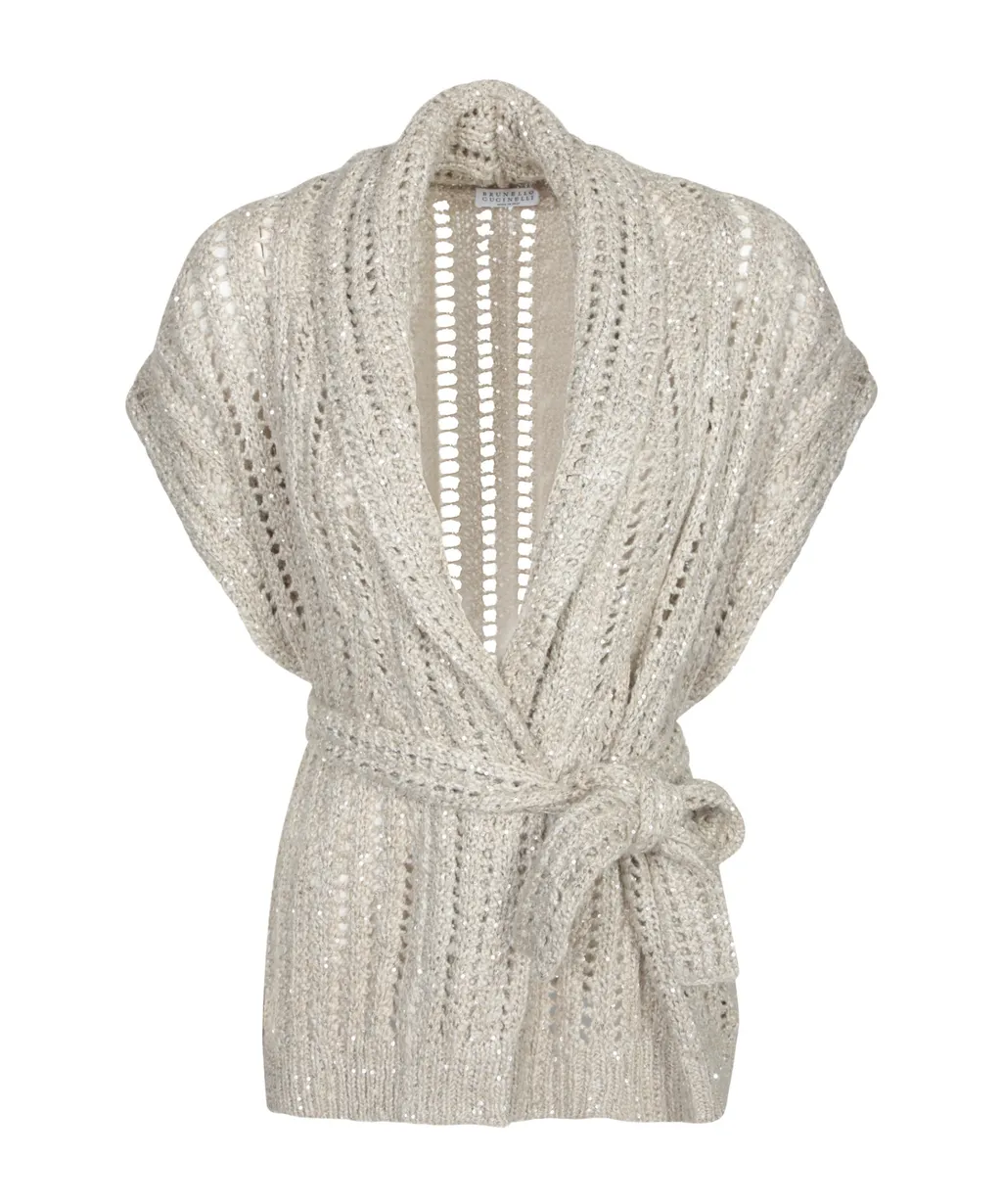 Tied-Waist Knitted Cardigan