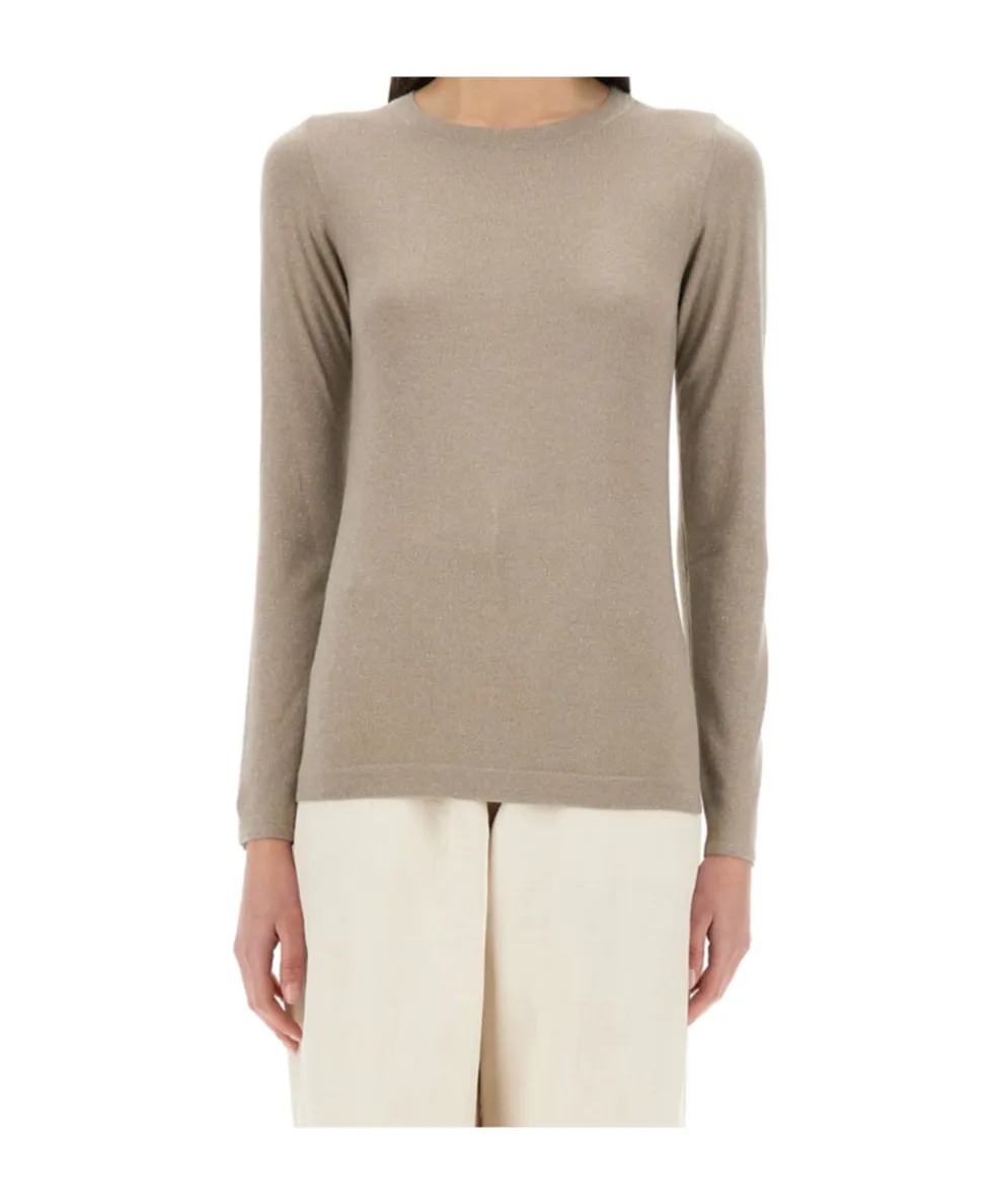 Metallic Long Sleeved Crewneck Sweater