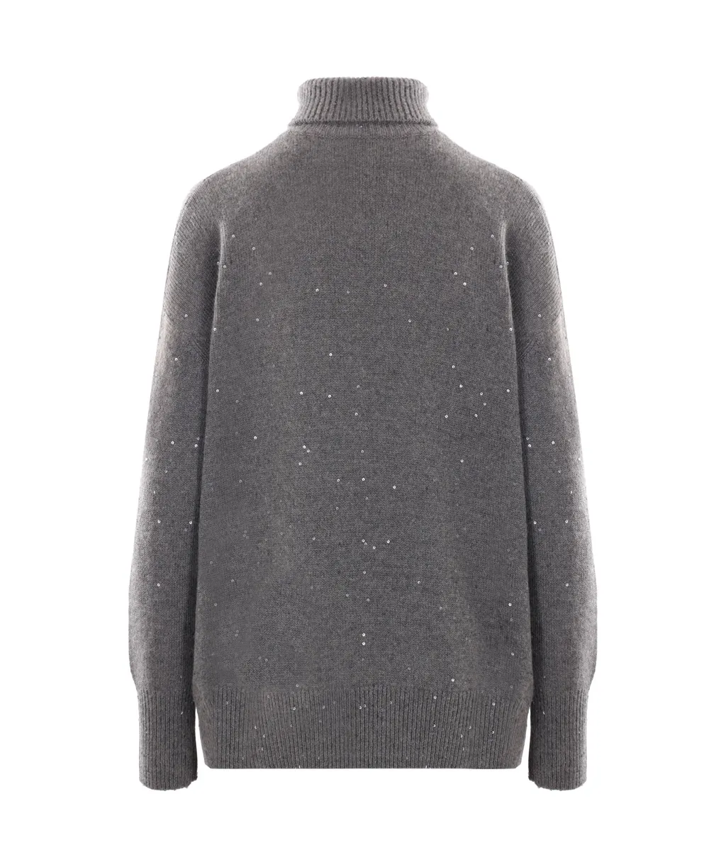 Sequin-Trimmed Turtleneck Sweater