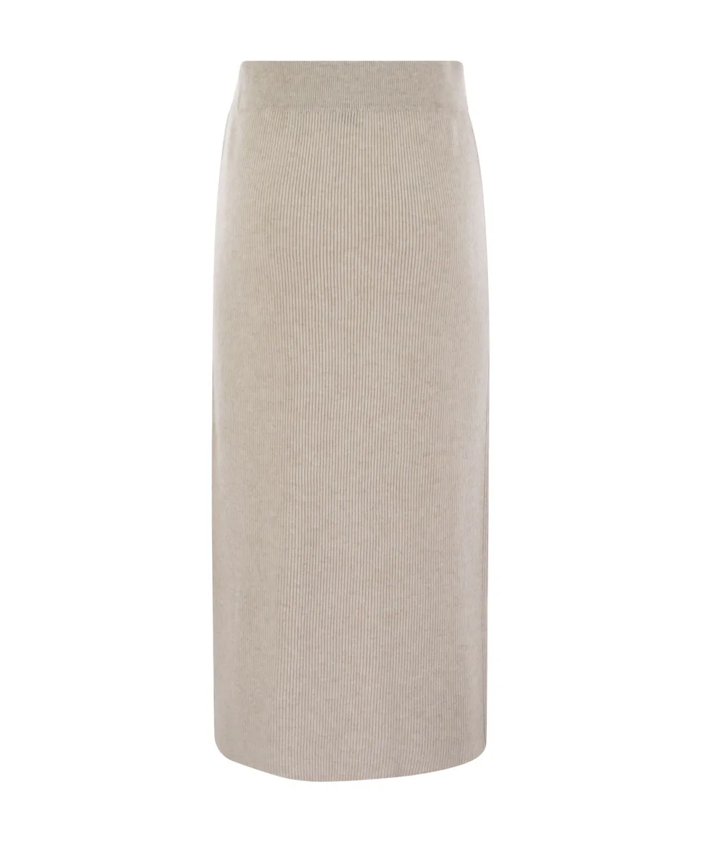 Straight Hem Knitted Midi Skirt