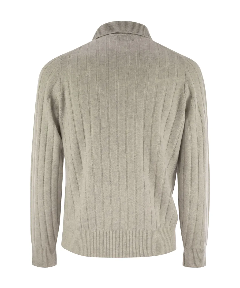 Long Sleeved Knitted Polo Jumper
