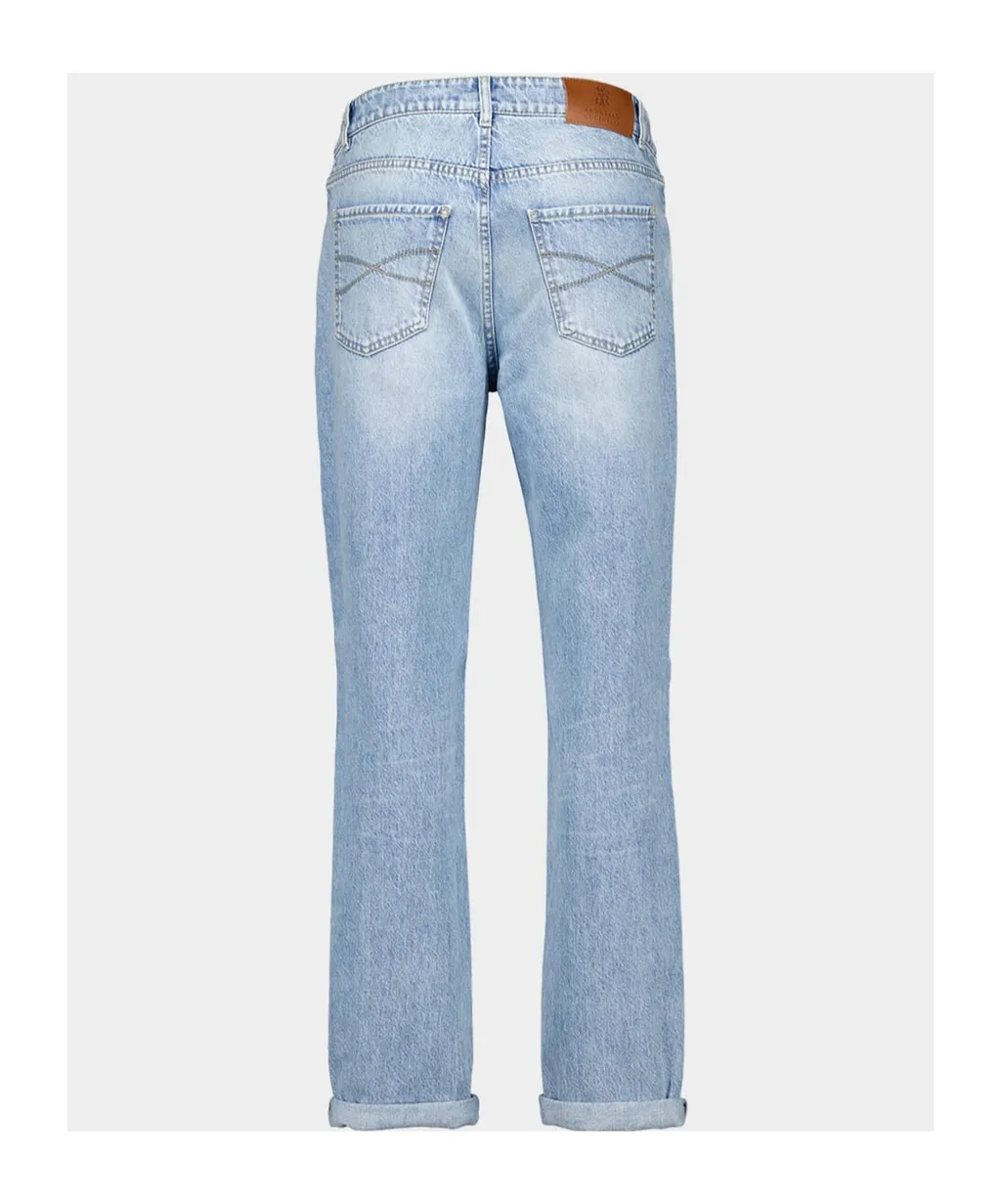 Logo-Stitched Tapered Jeans
