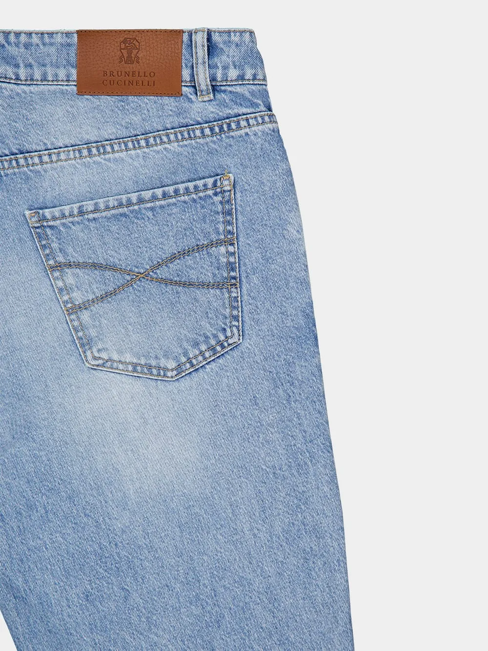 Logo-Stitched Tapered Jeans