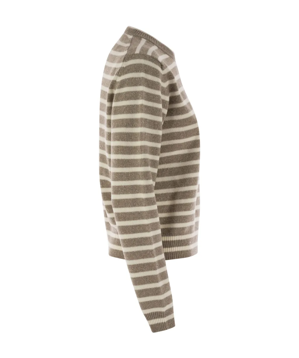 Striped Sequin-Embellished Crewneck Jumper