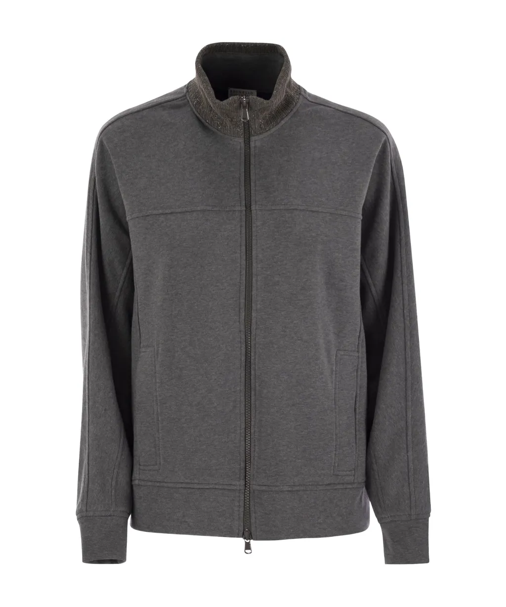 High-Neck Zipped Sweatshirt