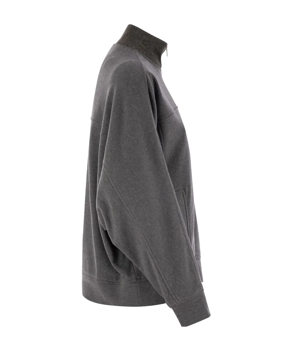 High-Neck Zipped Sweatshirt