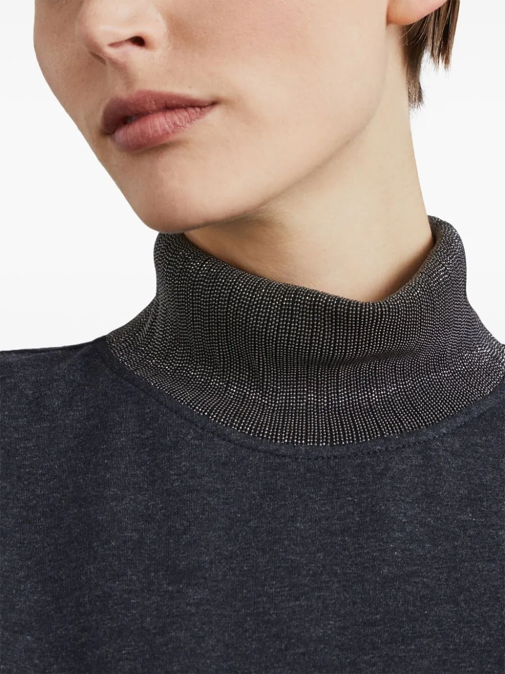 Monili-Detailed High Neck Mini Dress