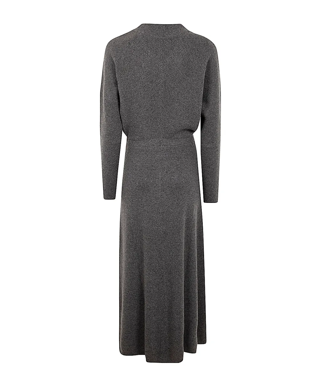 V-Neck Knitted Midi Dress