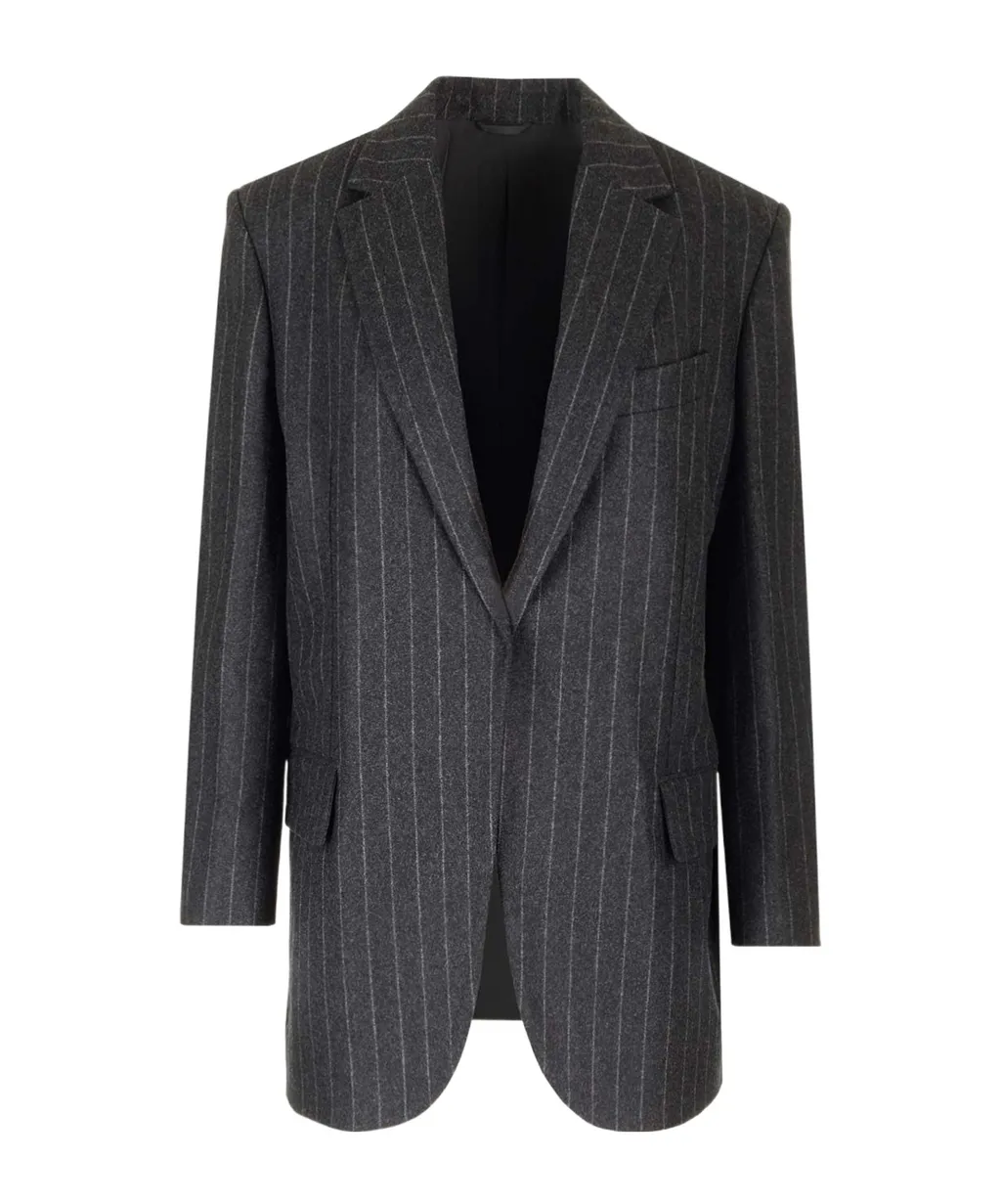 Pinstripe Single-Breasted Blazer