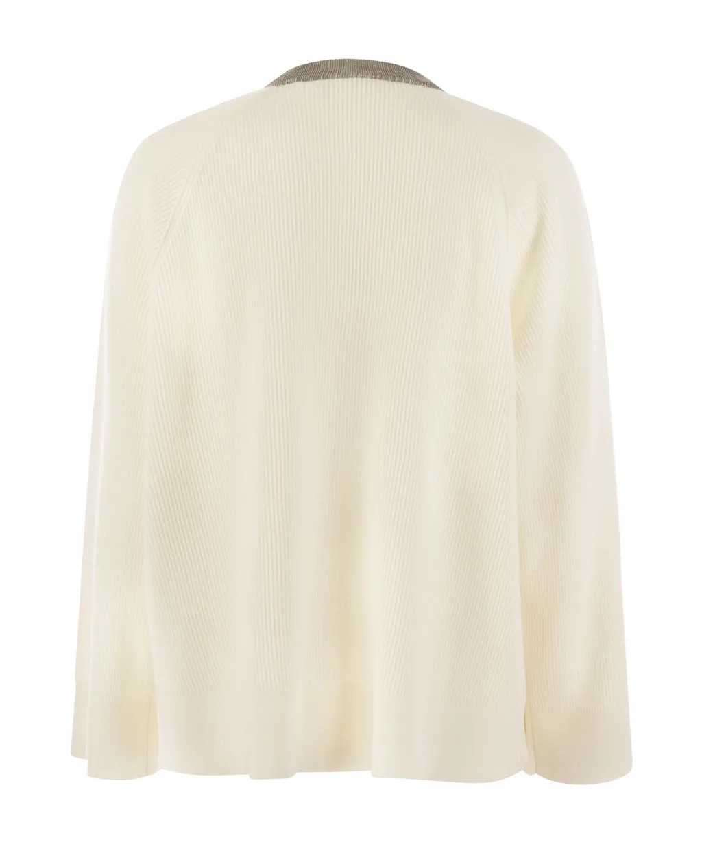 Crewneck Ribbed Knitted Jumper