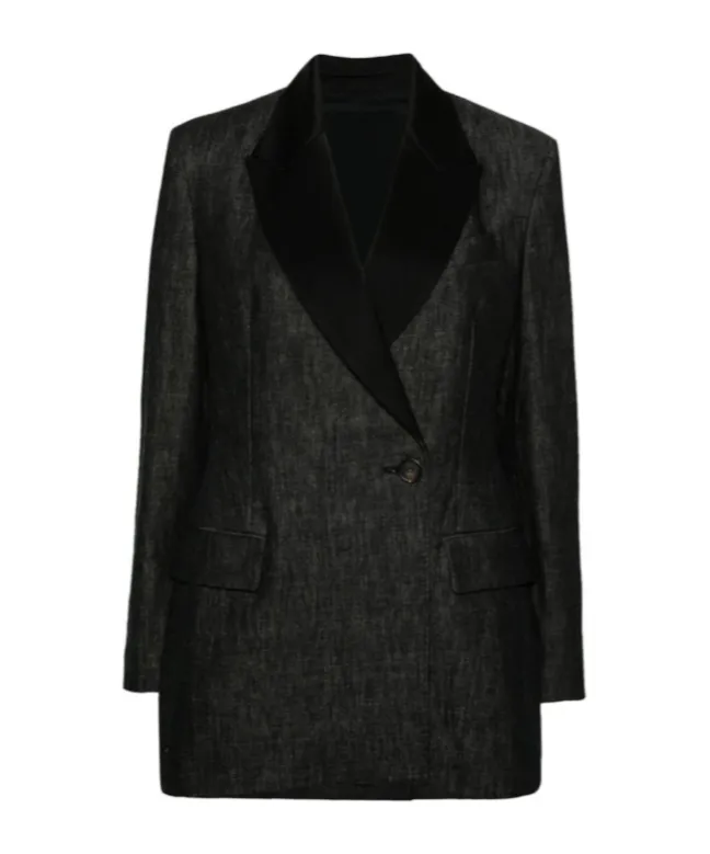 Double-Breasted Denim Blazer