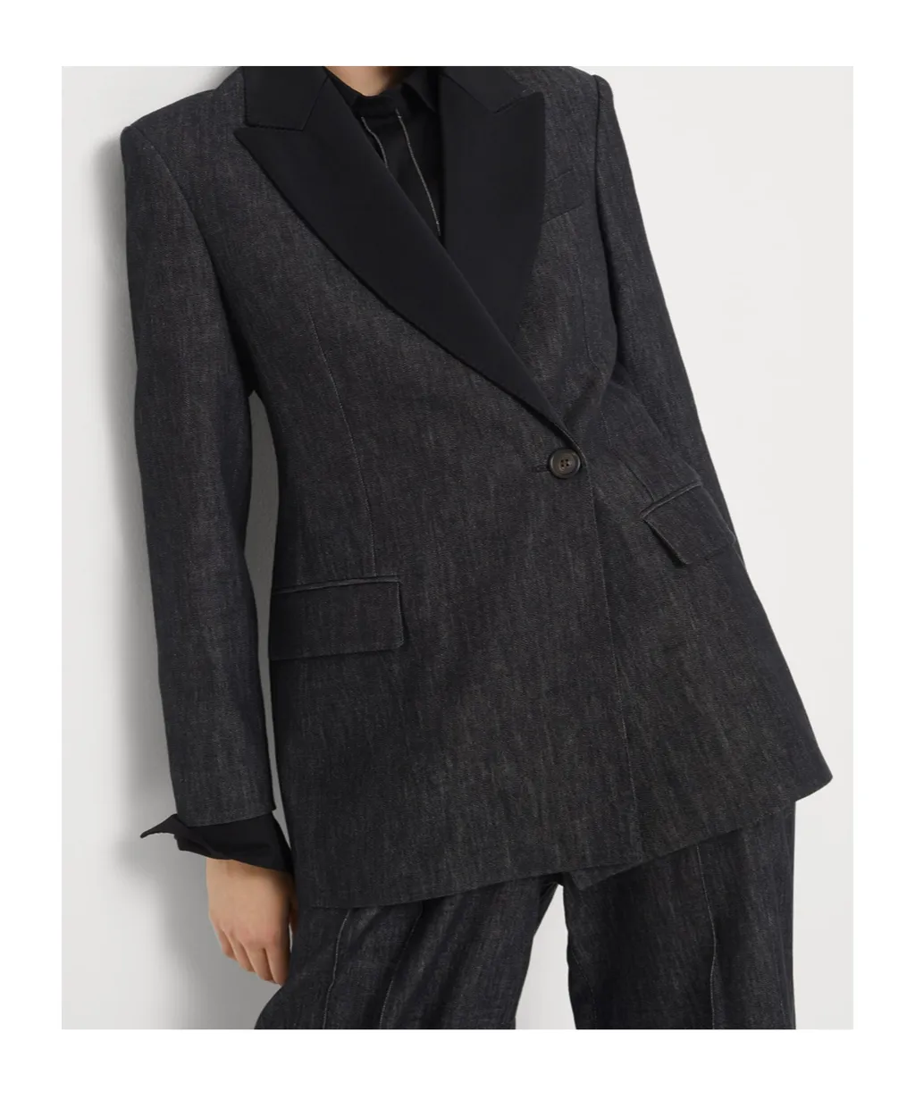 Double-Breasted Denim Blazer