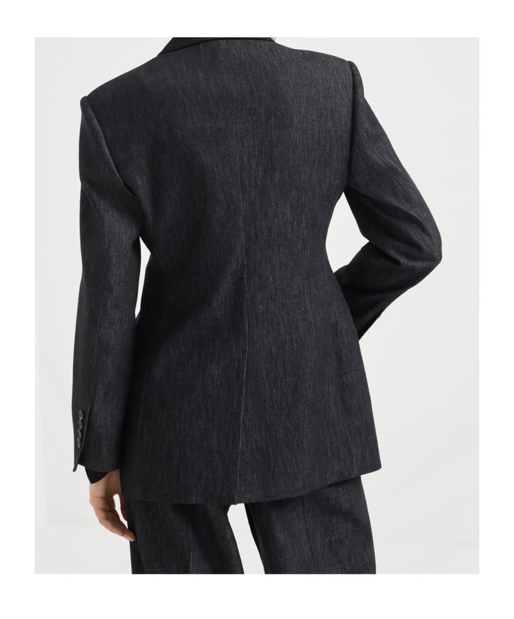 Double-Breasted Denim Blazer