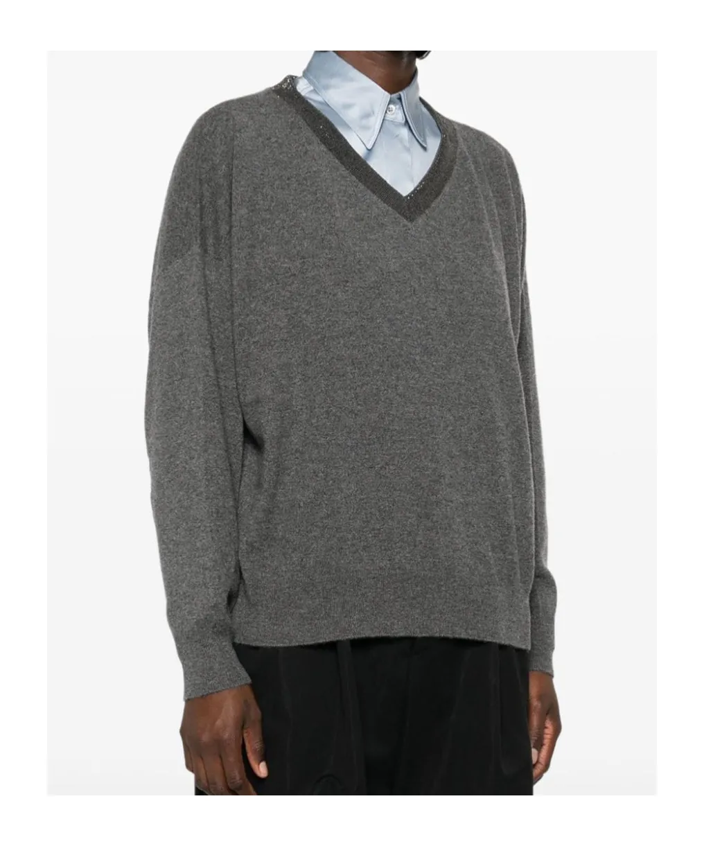 V-Neck Embellished Jumper