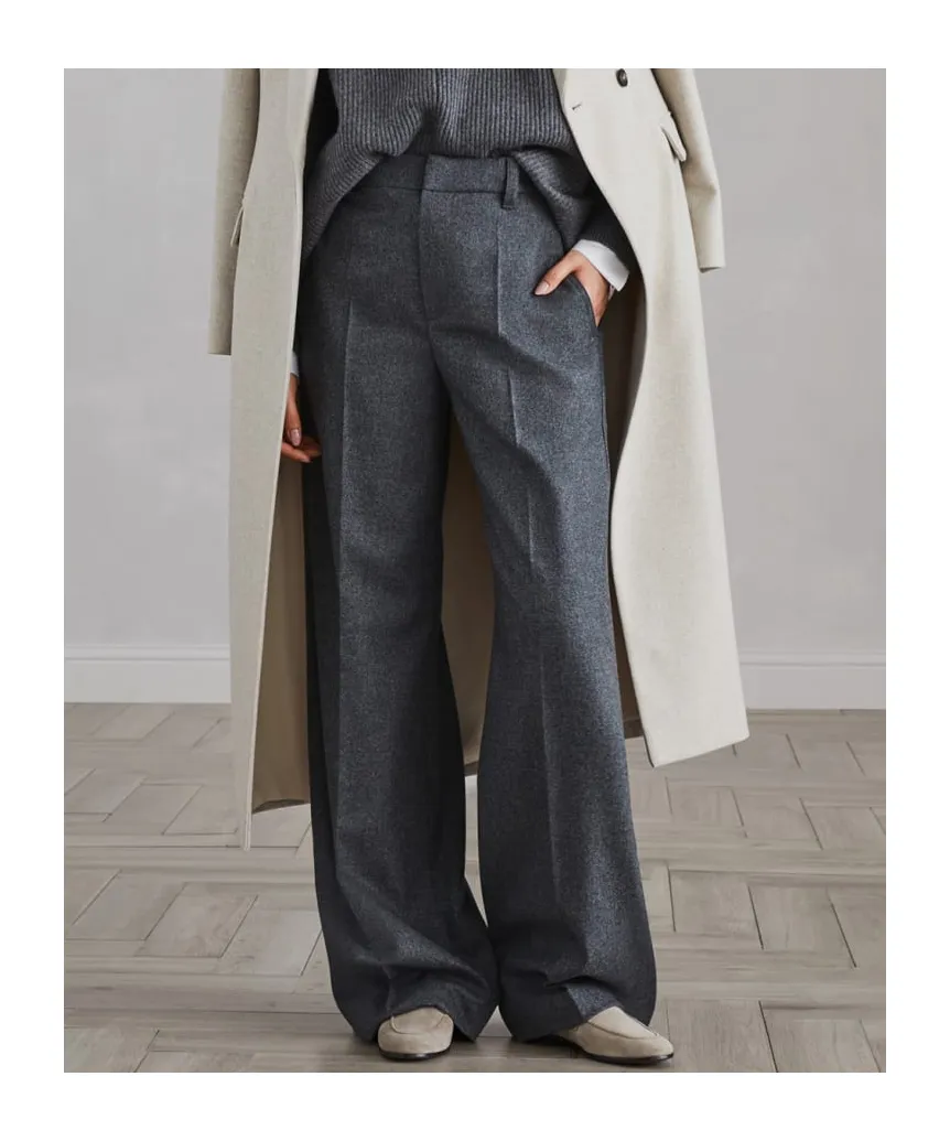 High-Waist Wide-Leg Tailored Trousers