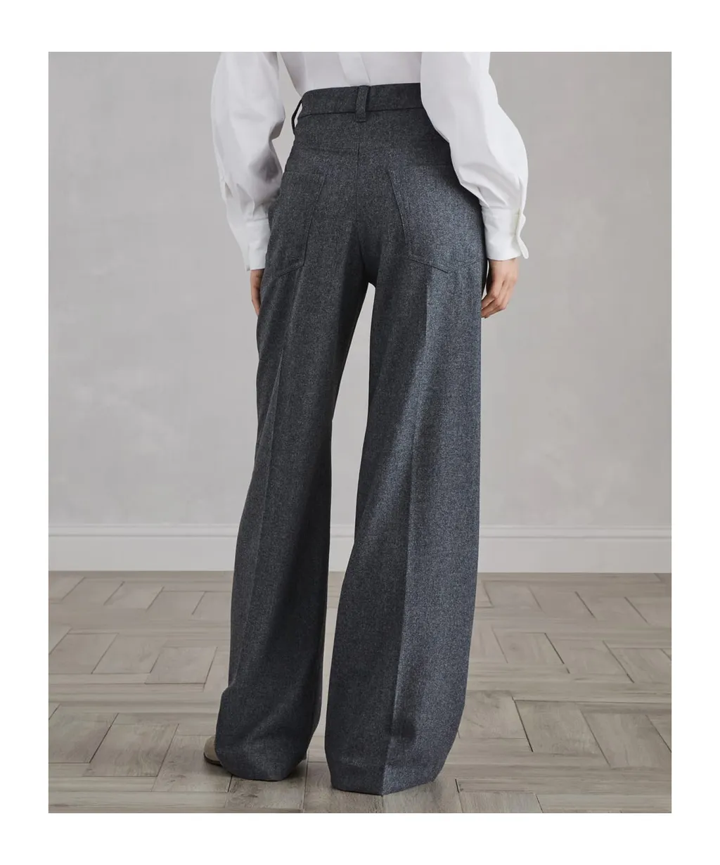 High-Waist Wide-Leg Tailored Trousers
