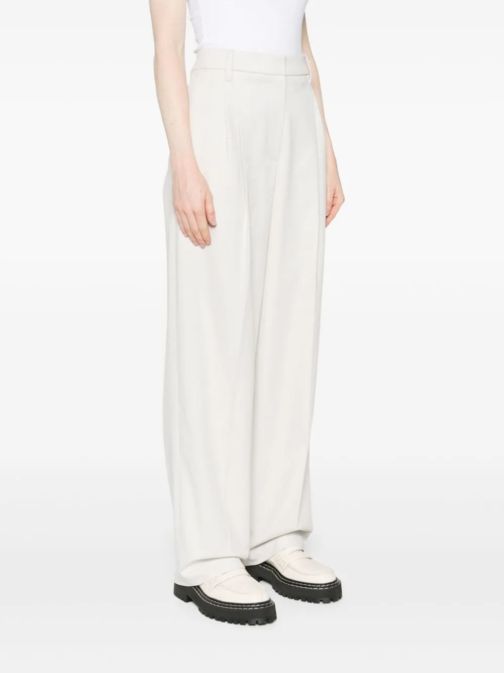 Pleat-Detail Straight-Leg Trousers