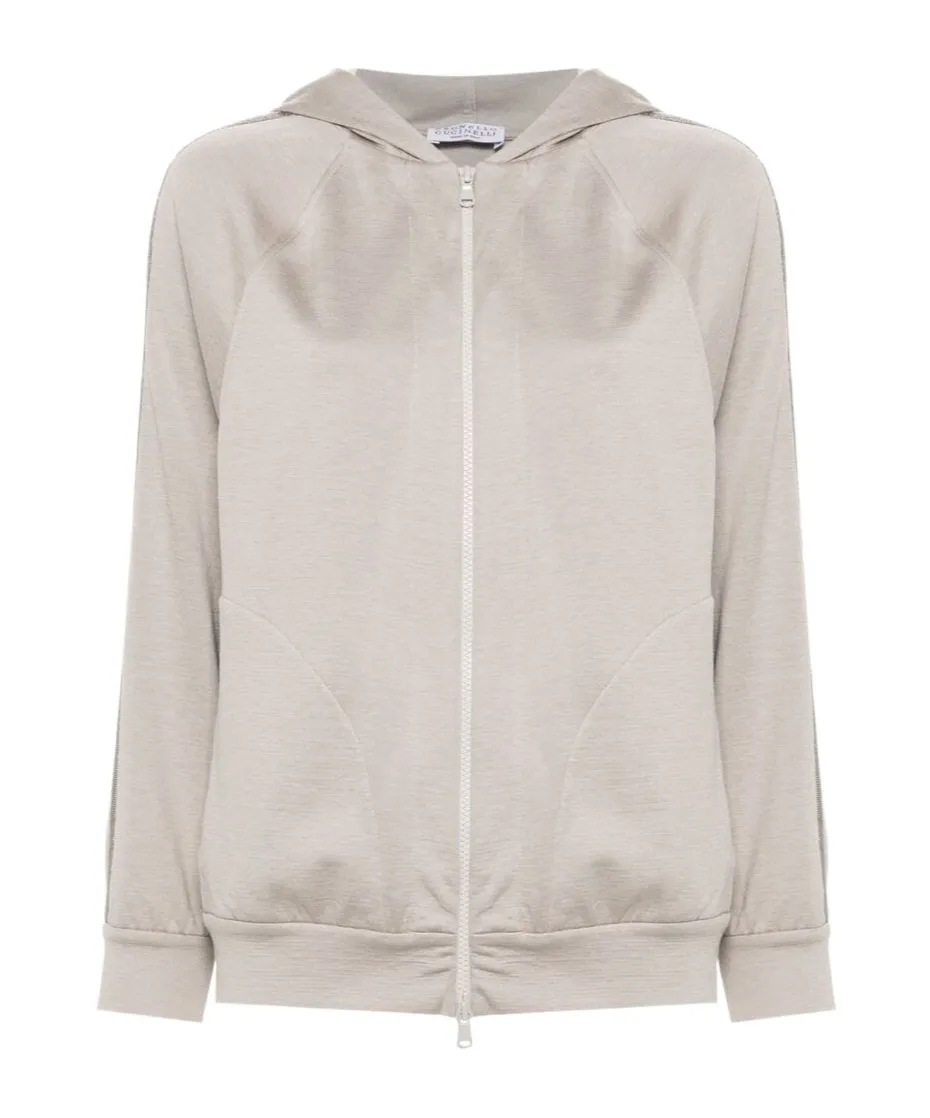 Monile-Embellished Zipped Hoodie