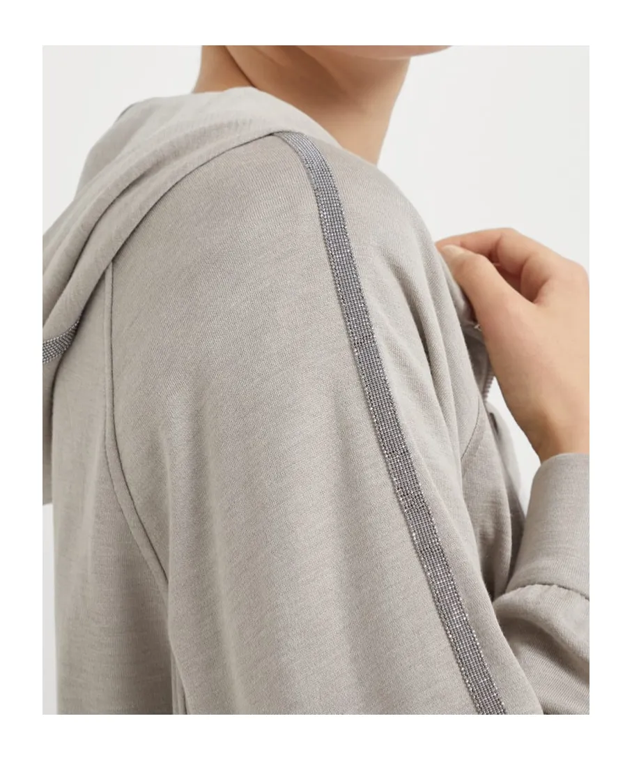 Monile-Embellished Zipped Hoodie