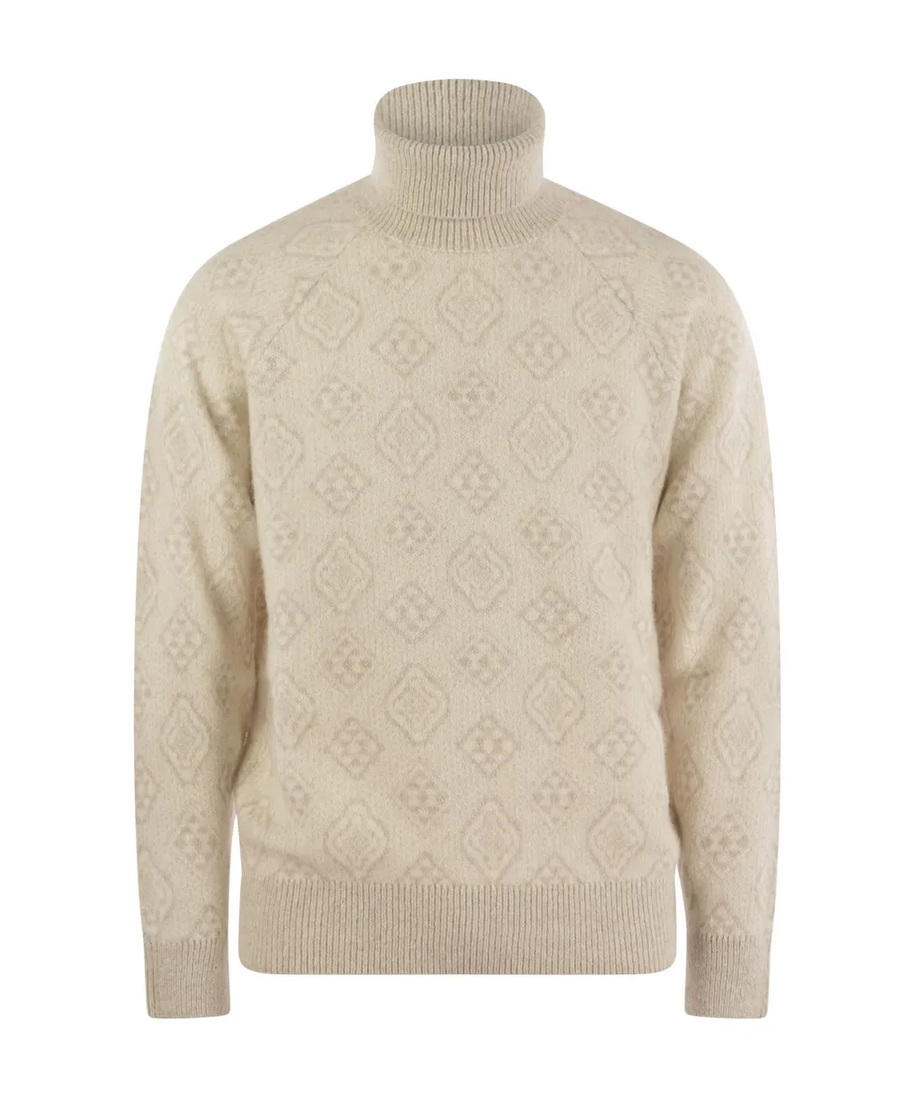 Geometric Jacquard Turtleneck Knitted Jumper