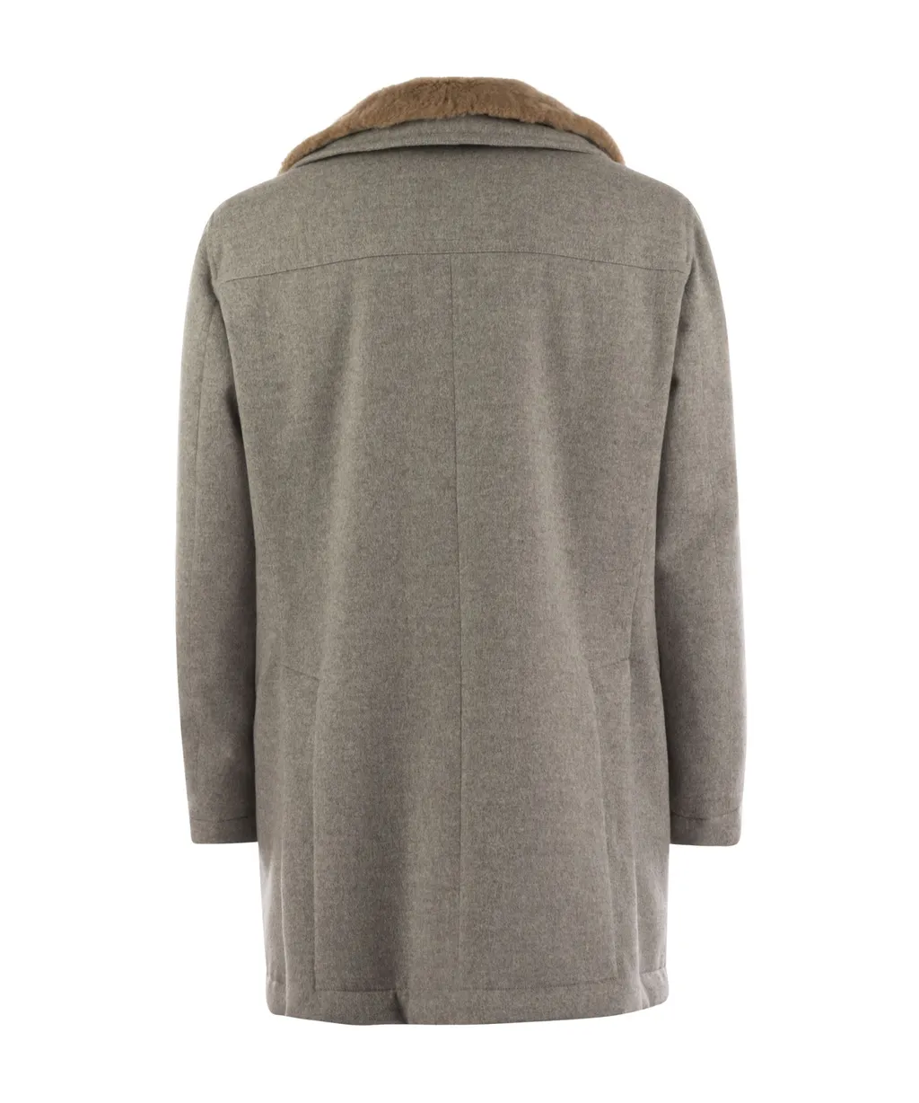 Shearling Collar Single-Breasted Coat
