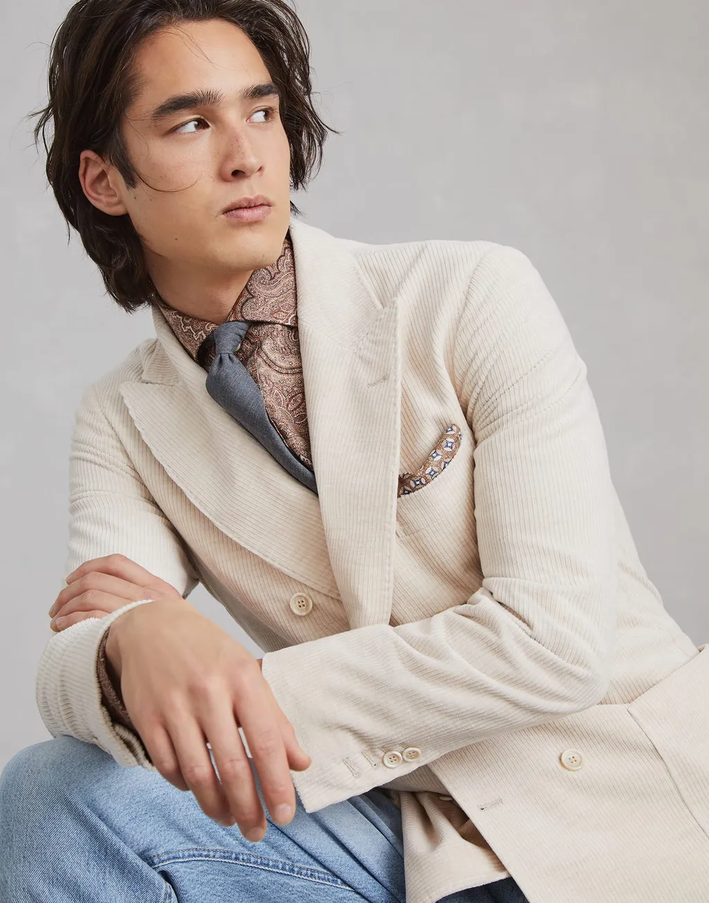 Corduroy Double Breasted Deconstructed Blazer