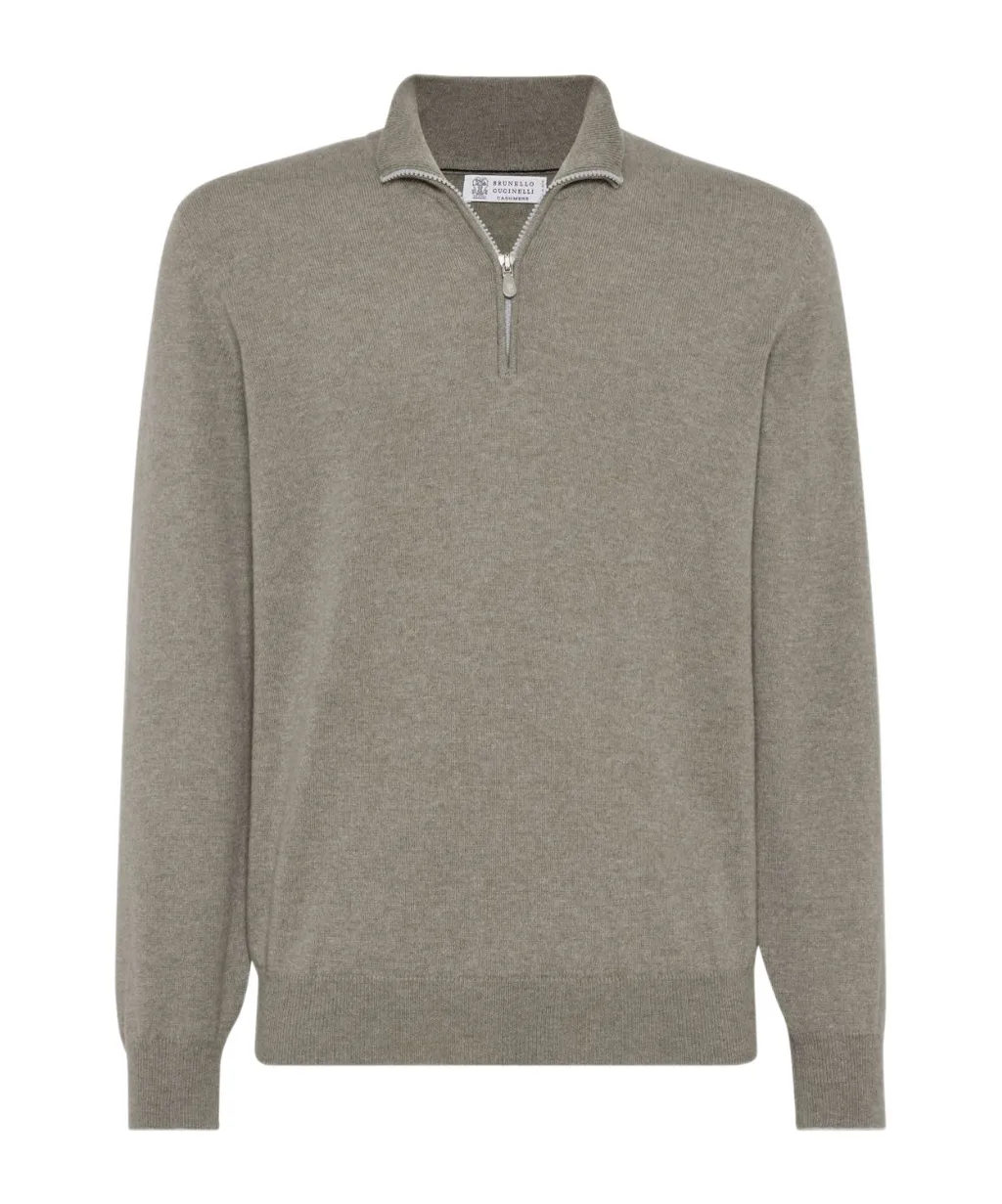 Funnel-Neck Knitted Polo Shirt