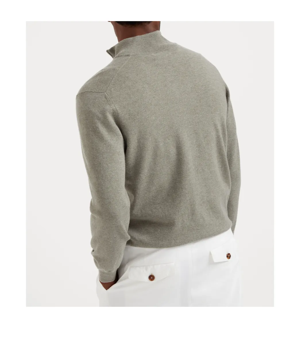 Funnel-Neck Knitted Polo Shirt