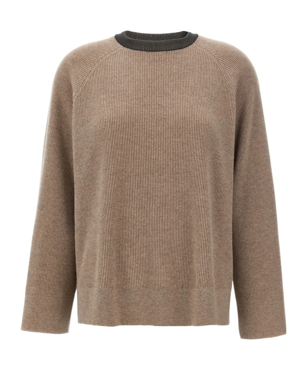 Crewneck Ribbed Knit Jumper