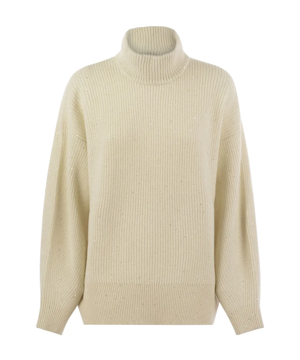 Lurex High Neck Oversized Pullover
