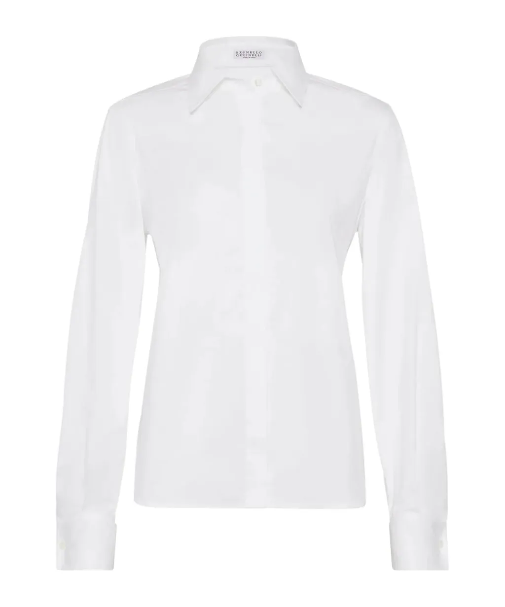 Embellished Stretch Poplin Shirt