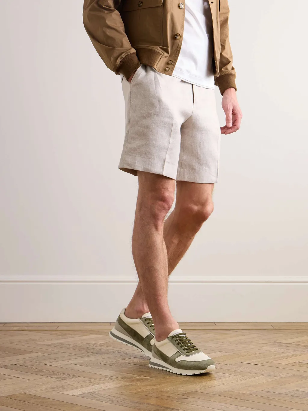 Panelled Lace-Up Sneakers