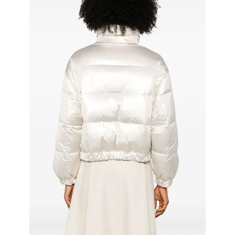 Iridescent-Effect Zipped Down Jacket