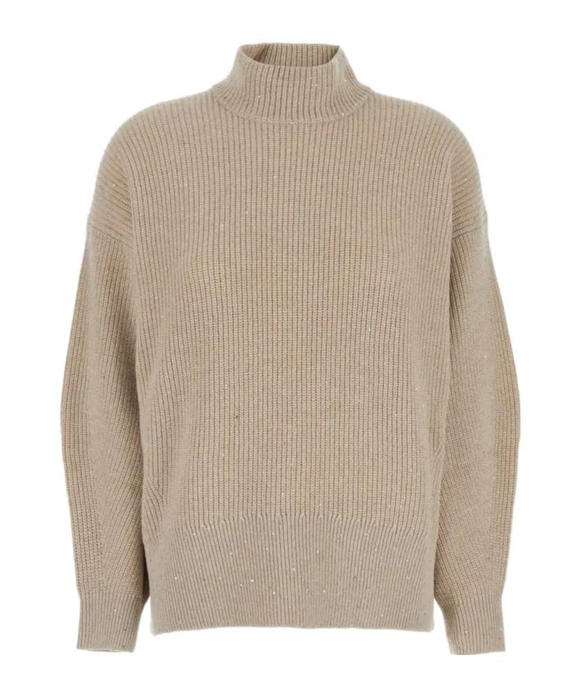 Lurex High Neck Oversized Pullover