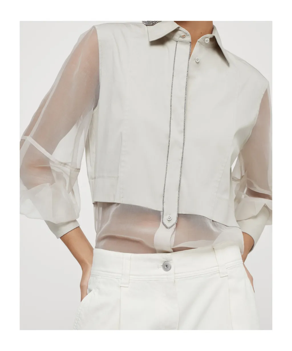 Panelled Long-Sleeved Poplin Shirt