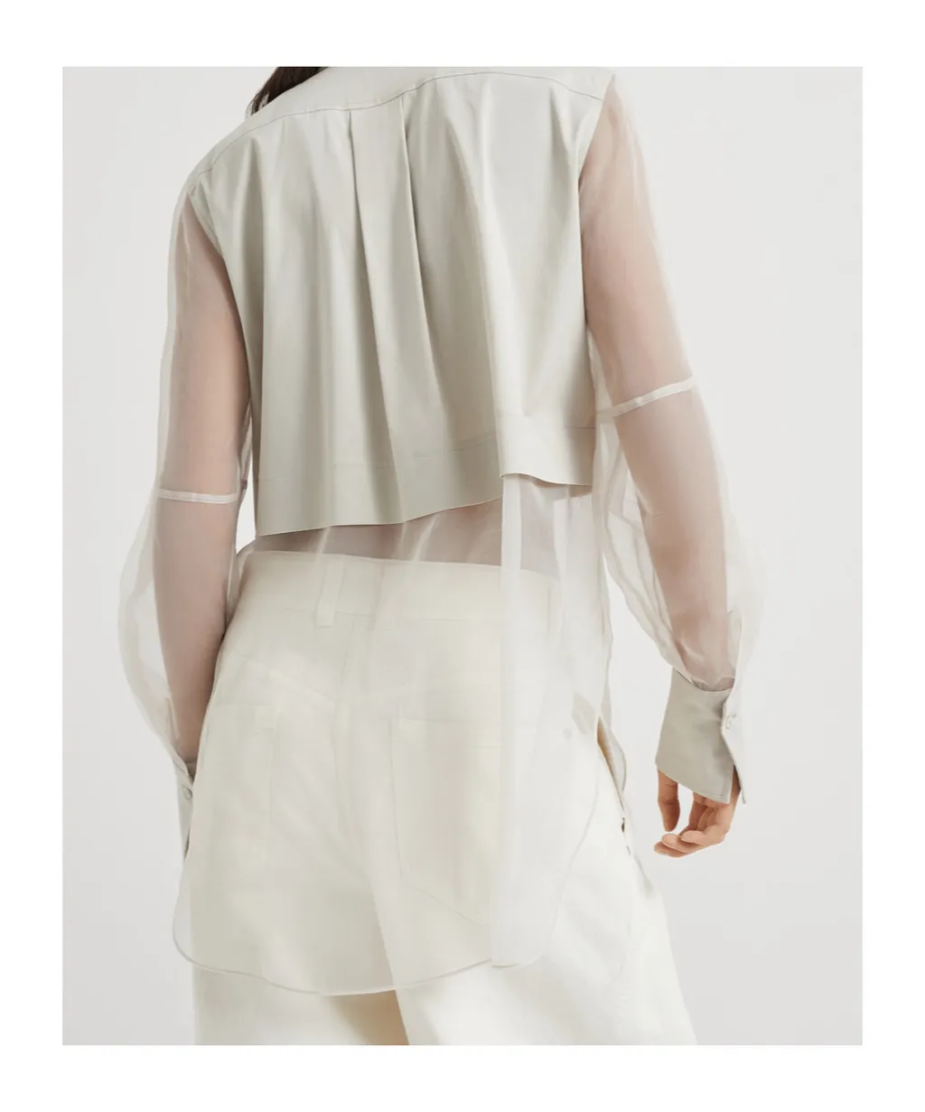 Panelled Long-Sleeved Poplin Shirt