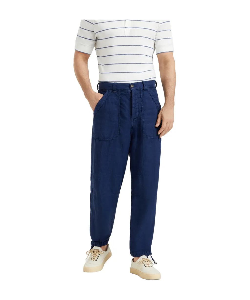 Dyed Linen Straight-Leg Trousers