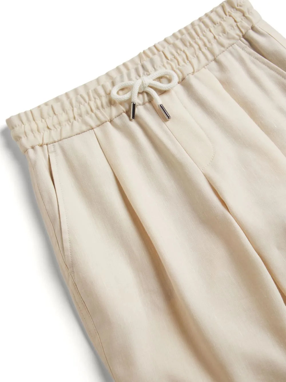 Elasticated-Waist Tapered Trousers