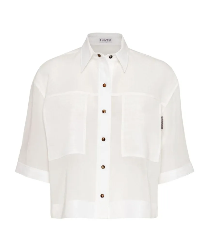 Semi-Sheer Short-Sleeved Shirt