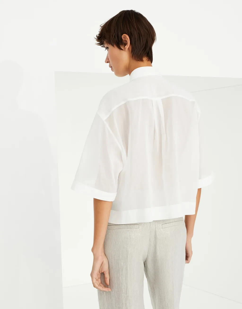 Semi-Sheer Short-Sleeved Shirt