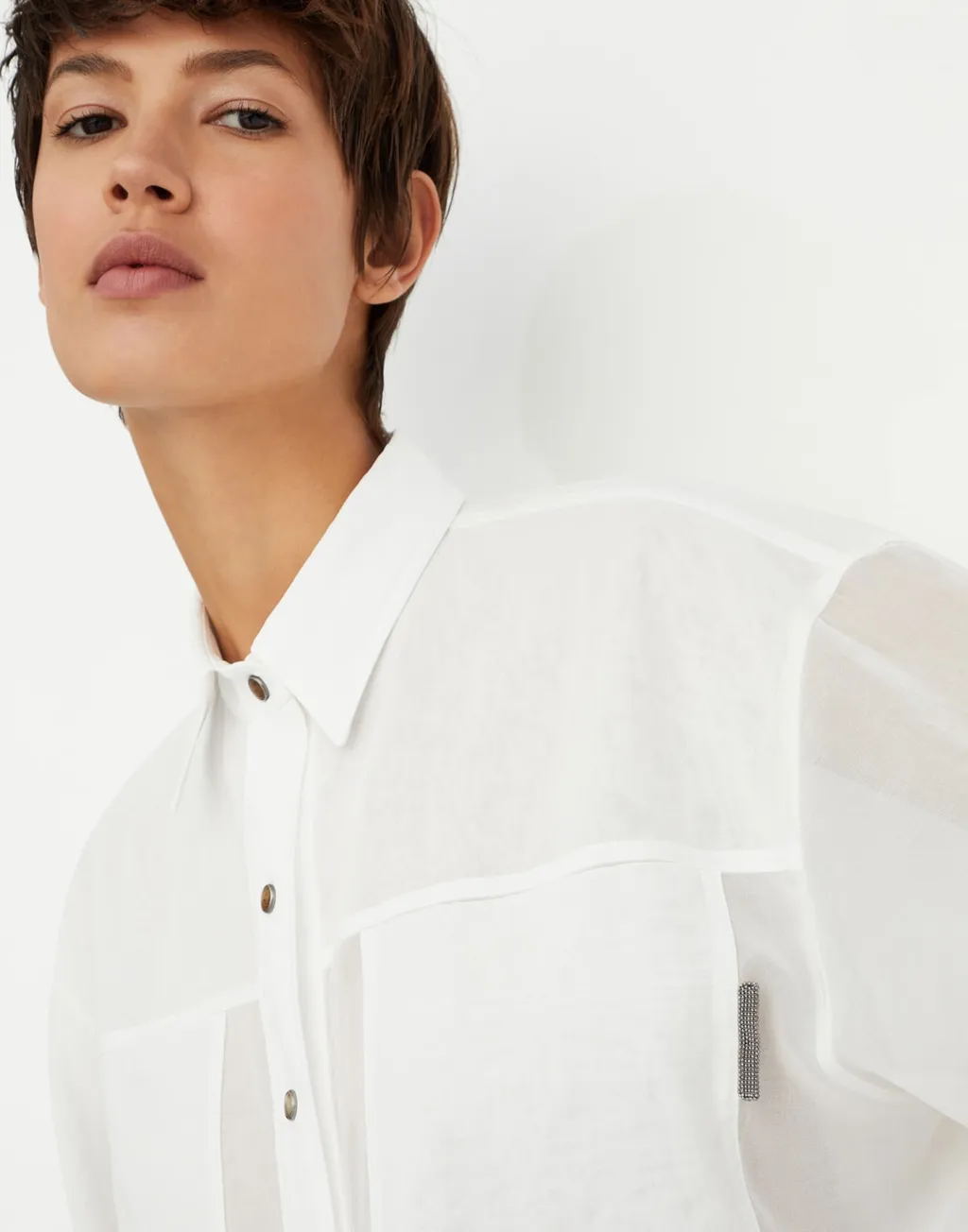 Semi-Sheer Short-Sleeved Shirt