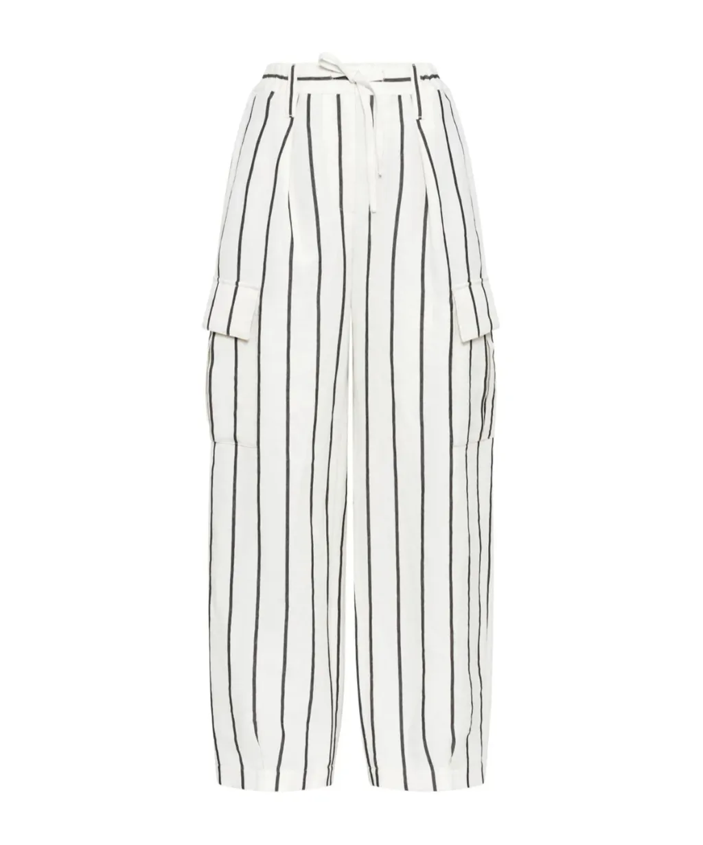High-Waisted Striped Tapered Trousers