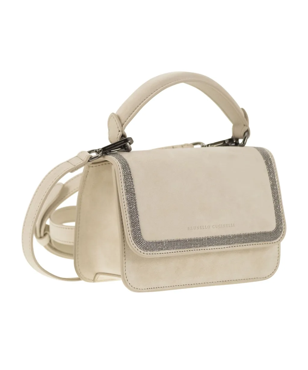 Logo-Embossed Embellished Top Handle Bag