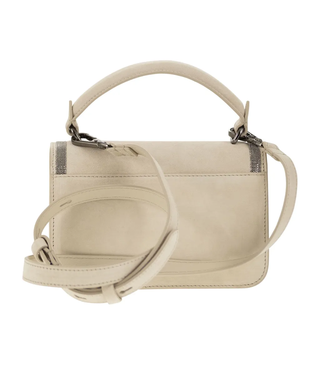 Logo-Embossed Embellished Top Handle Bag