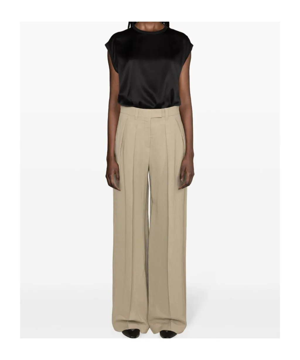 Beaded-Trim Satin Blouse