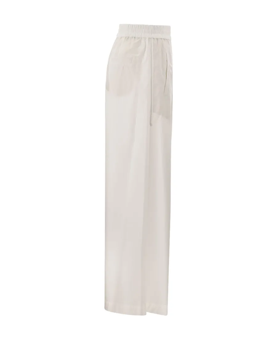 Elasticated Waistband Wide-Leg Trousers