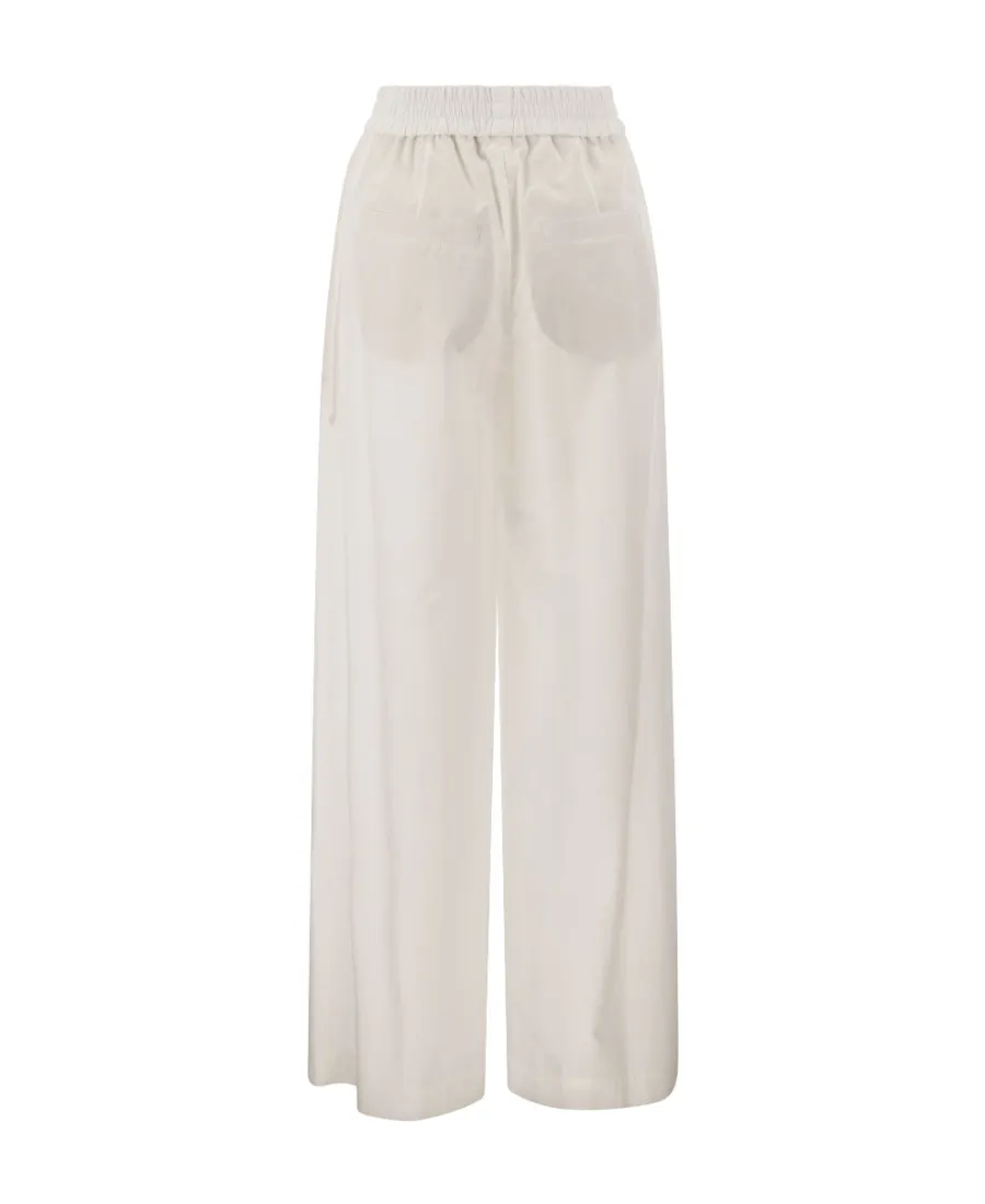 Elasticated Waistband Wide-Leg Trousers